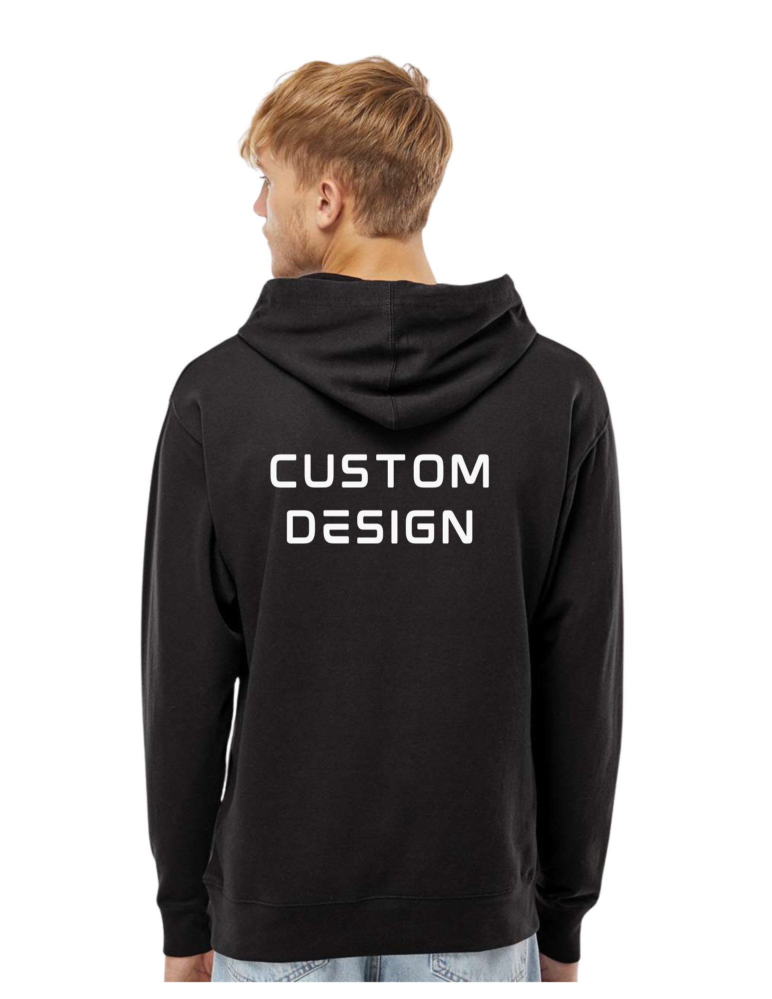 Custom Hoodie- Black - Front Pocket and Back Design